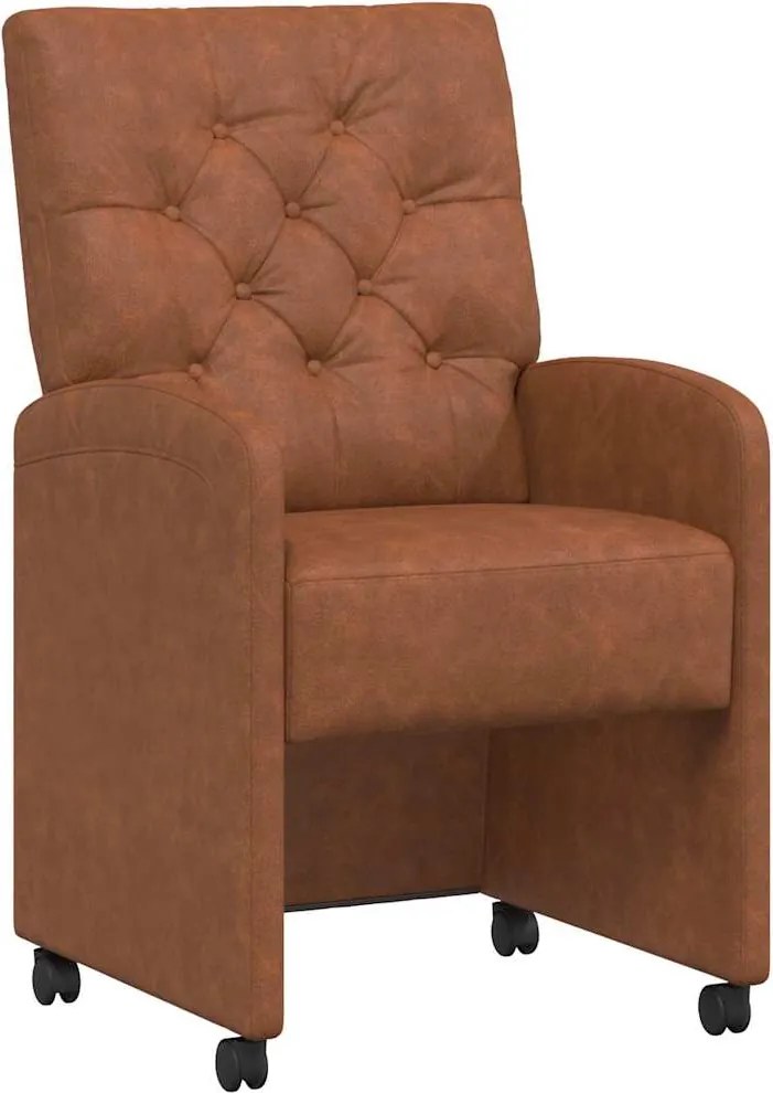 vidaXL Kerekes Étkező Székek 2 pcs Barna 58 x 67 x 97 cm Műbőr