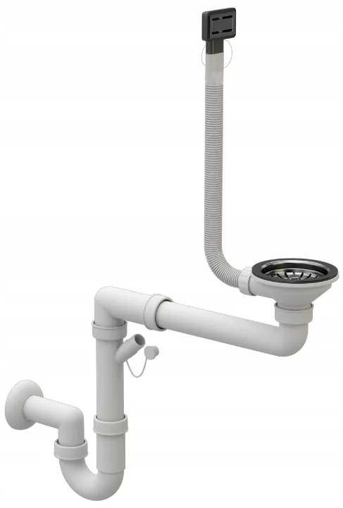SINK Quality Mosogató minőségi Ferrum New 4050, 1 kamrás gránit mosogató 400x500x185 mm + fekete szifon, fekete foltos, FER.4050.BP.XB