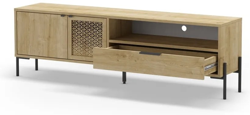 Natúr színű TV-állvány tölgyfa dekorral 160x50 cm Inca – Marckeric