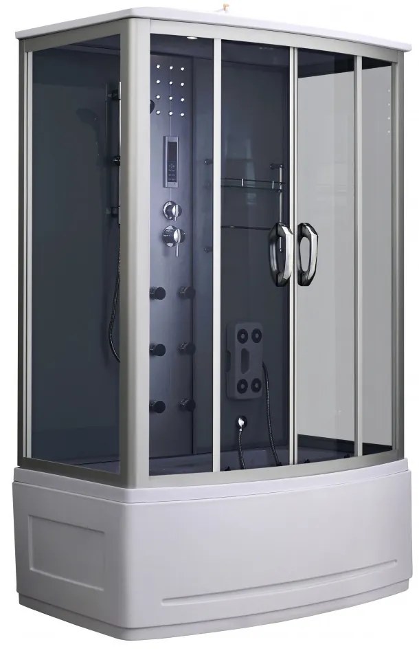 Emilia 85x135 cm hidromasszázs kádkabin elektronikával Black