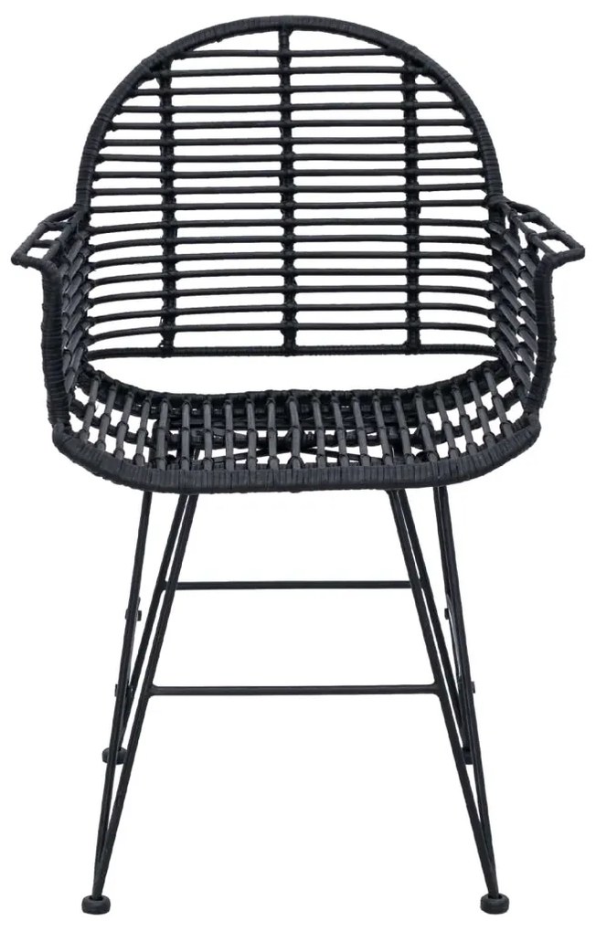 Étkezőszék 2 pcs Fekete 57 x 54.5 x 85 cm Rattan és Vas