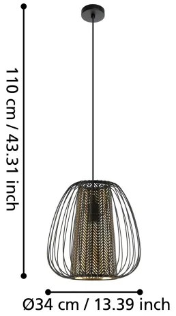 Eglo 99661 - Csillár zsinóron CURASAO 1xE27/40W/230V