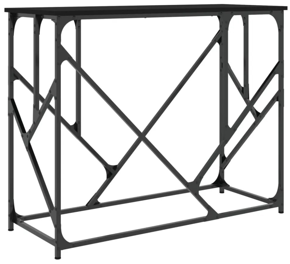 fekete szerelt fa tálalóasztal 100x40x80 cm