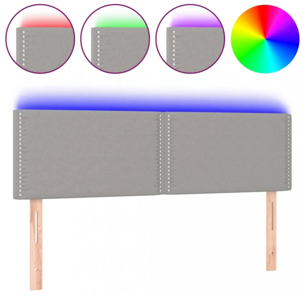 világosszürke szövet LED-es fejtámla 144 x 5 x 78/88 cm