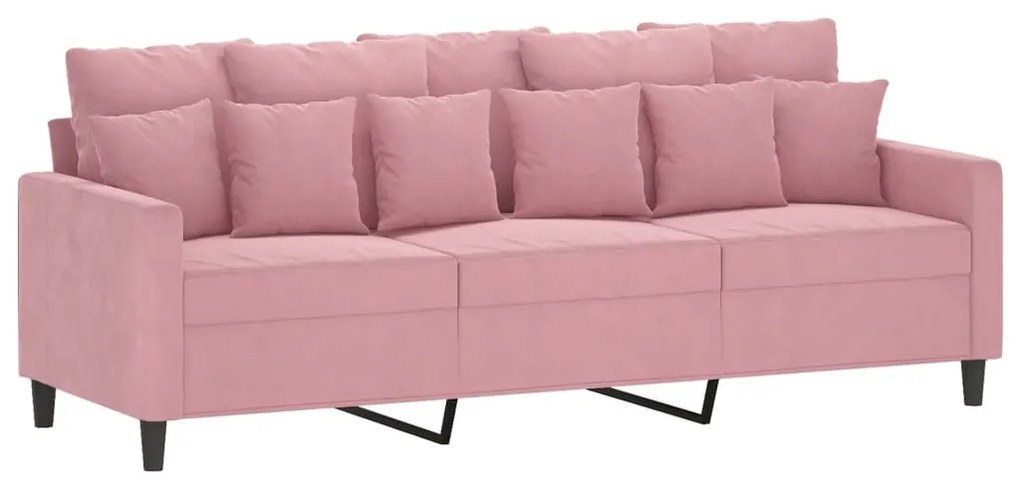 vidaXL 3 személyes rózsaszín bársony kanapé 180 cm