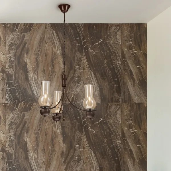 Brilagi - COTTAGE láncon függő LED csillár 3xE14/40W/230V bükk/barna/füstös bézs