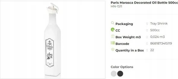 Olívaolaj palack 500 ml elegáns tárolás