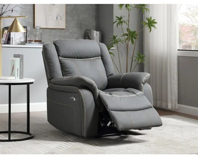 Elektromos vezérlésű szürke ökobőr dönthető fotel. TV-4119 GREY