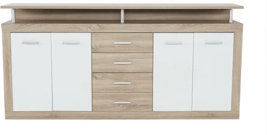 Komód, sonoma tölgyfa/fehér, JUNO - JACHIM NEW