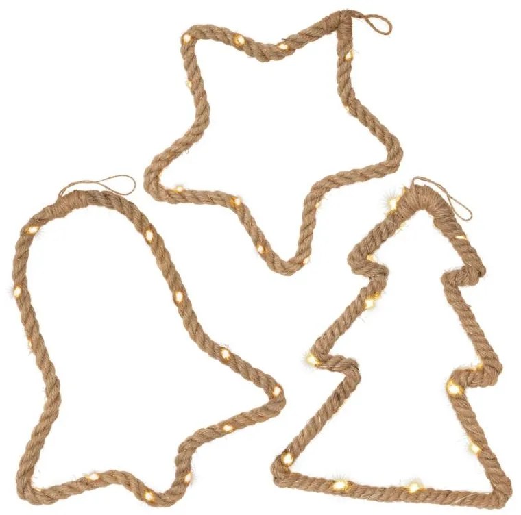 Karácsonyi ablakdísz készlet 45 LED meleg fehér 3 db