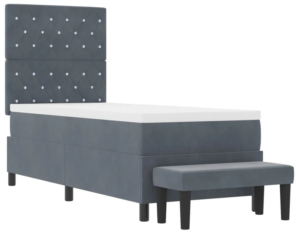 Box Spring Ágy Matraccal &amp; Pad Sötétszürke 80x200 cm Bársony