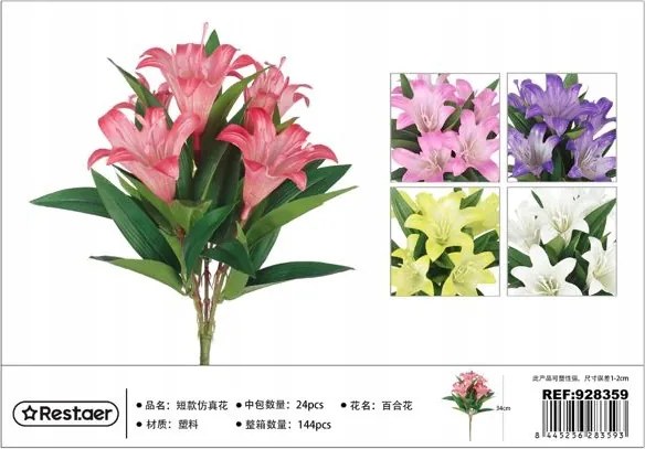 Mesterséges liliom csokor realisztikus lakberendezés