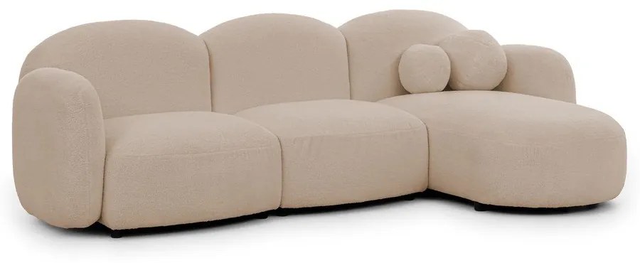 Világosbarna buklé sarokkanapé (jobb oldali-heverő résszel) Orbit – Ropez