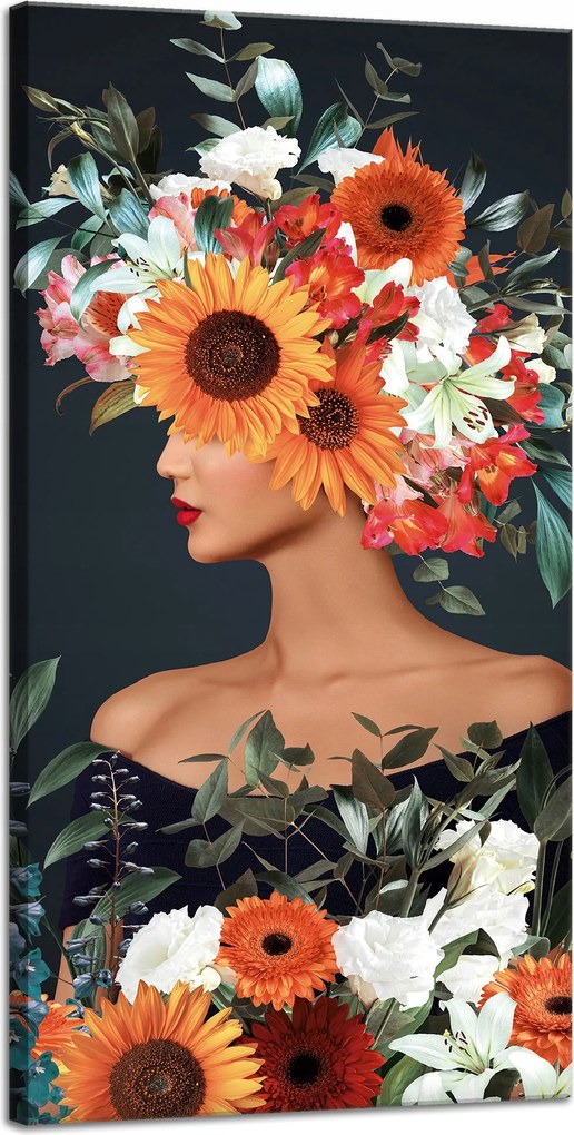 Vászonkép Nő Virágok Művészet Természet 40x80 cm Ideális ajándék
