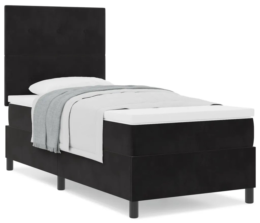 Boxspring Ágy Matraccal Fekete 90x200 cm Bársonyos