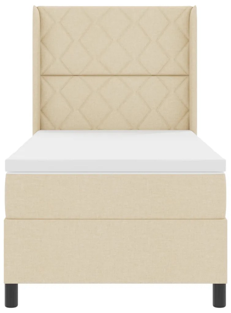 Boxspring Ágy Matrac Nélkül Krém 90x200 cm Szövet