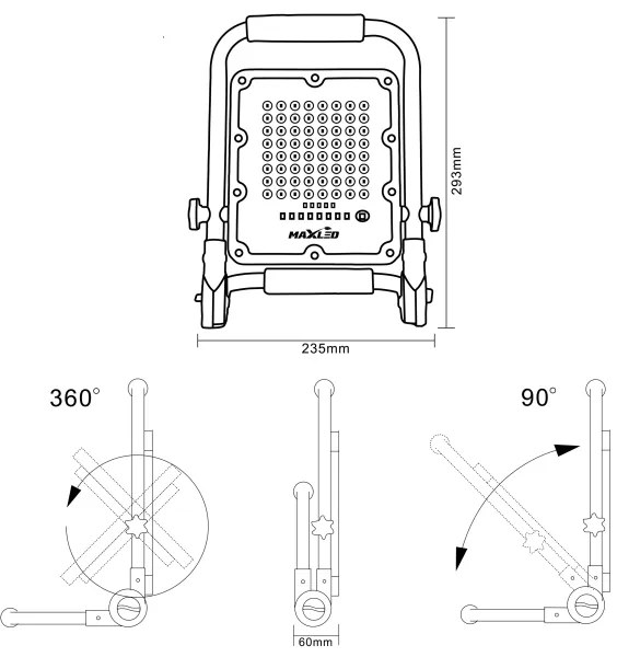 LED újratölthető reflektor állvánnyal LED/50W/3,2V 4500K 5000 mAh IP65 narancssárga
