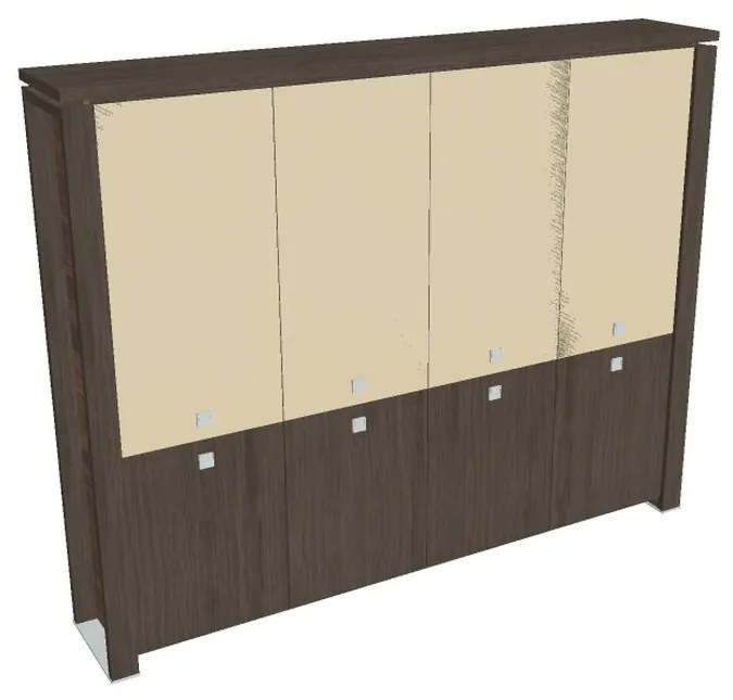 Verno+ magas szekrény 260 x 46 x 210 cm, kombinált ajtó, antracit tölgy / vanília