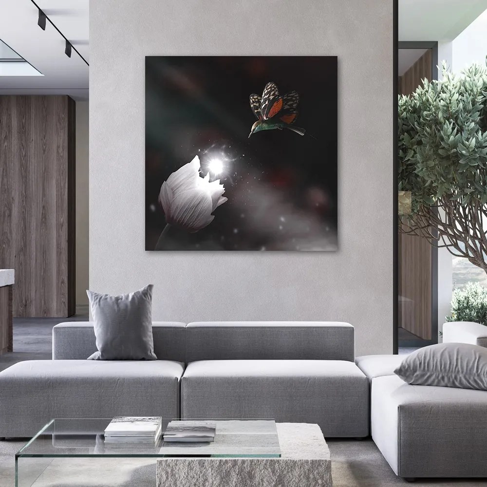 Gario Vászonkép Kolibri és mágikus virág - Zehem Chong Méret: 60 x 60 cm