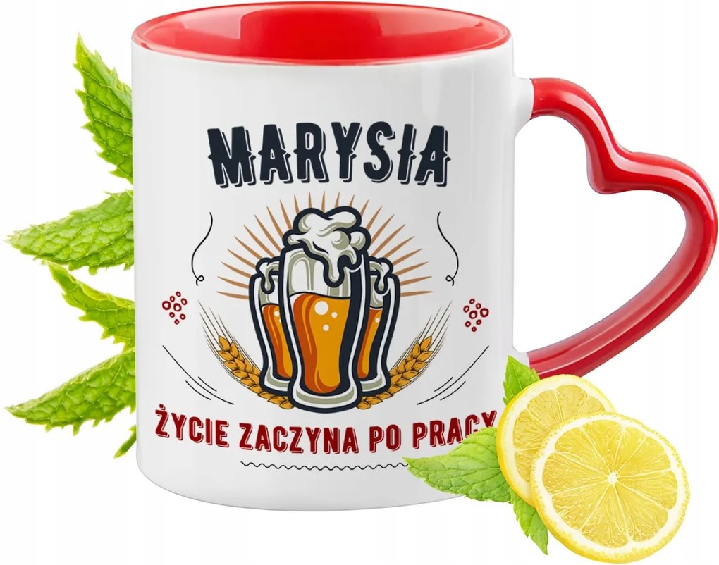 Mariska Piros Bögre Szív Alakú Füllel Ajándék