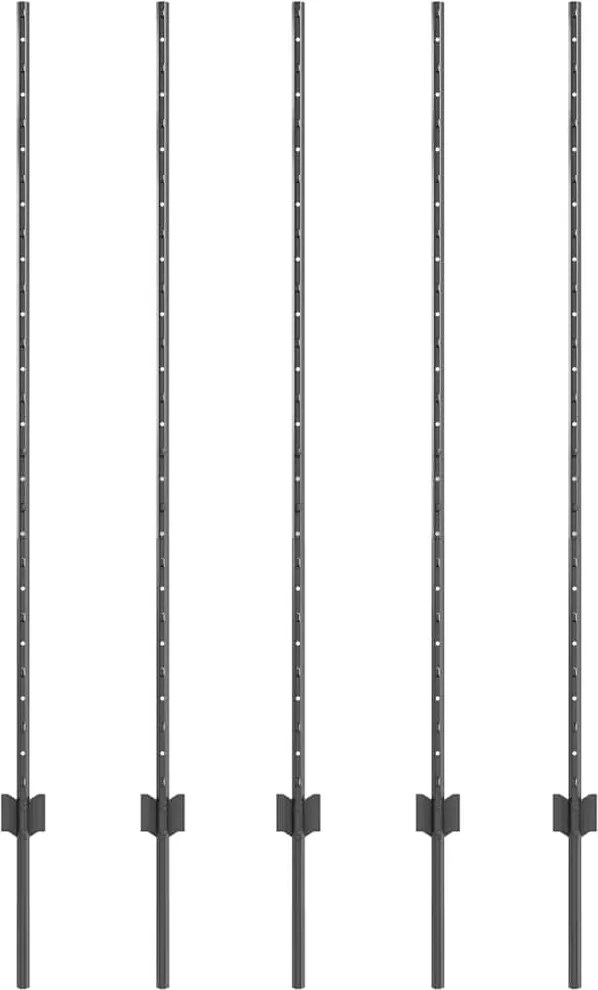 vidaXL Kerítésoszlop 5 pcs Szürke 140 cm Acél
