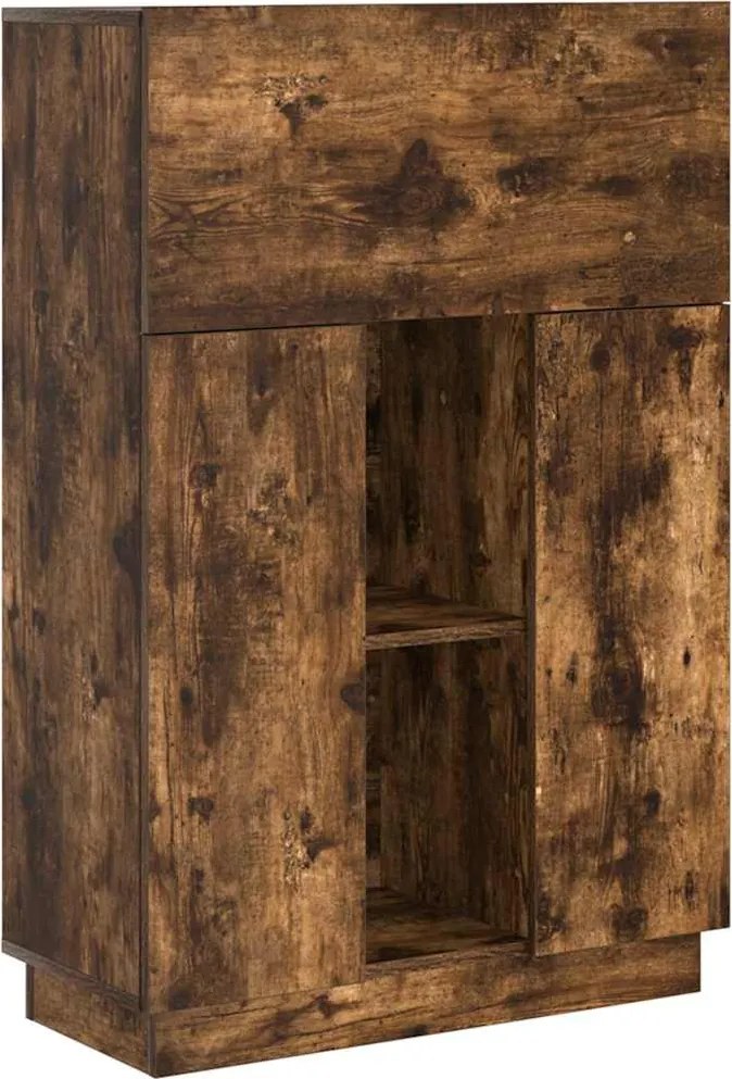 vidaXL Asztal polcokkal Füstölt tölgy 71.5 x 31.5 x 106.5 cm Faanyag