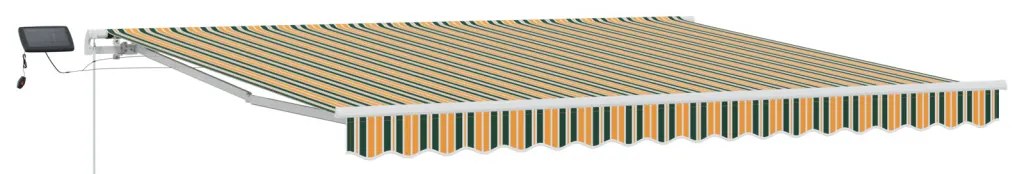 Kézi Behúzható Napernyő LED Zöld és Sárga 400x350 cm