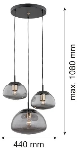 Argon 1493 - Csillár zsinóron TRINI 3xE27/15W/230V fekete