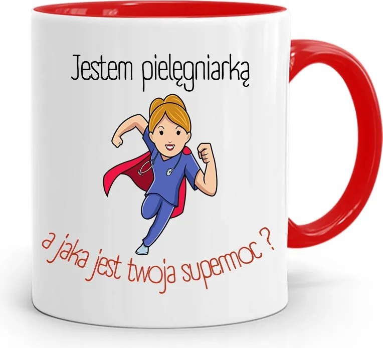 Piros Bögre Ápolónőnek Szupererős, fényképes nyomattal