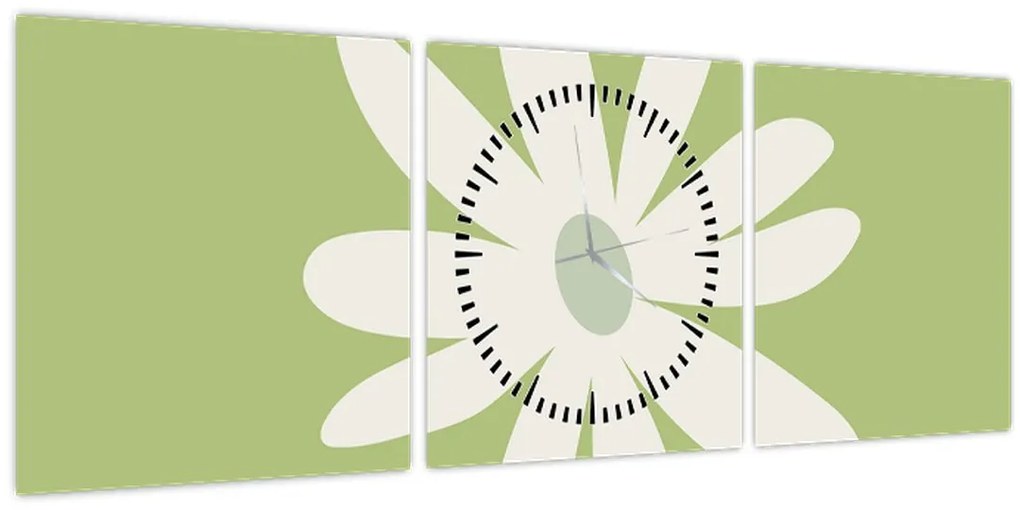 Kép - Hippik, zöld virágok N⁰2 (órával) (90x30 cm)