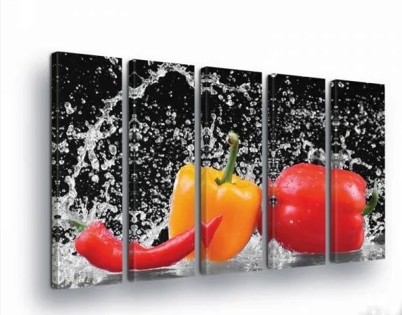 Vászonkép 150x100 Frissesség dinamika bors fröccsenő víz színek modern halott