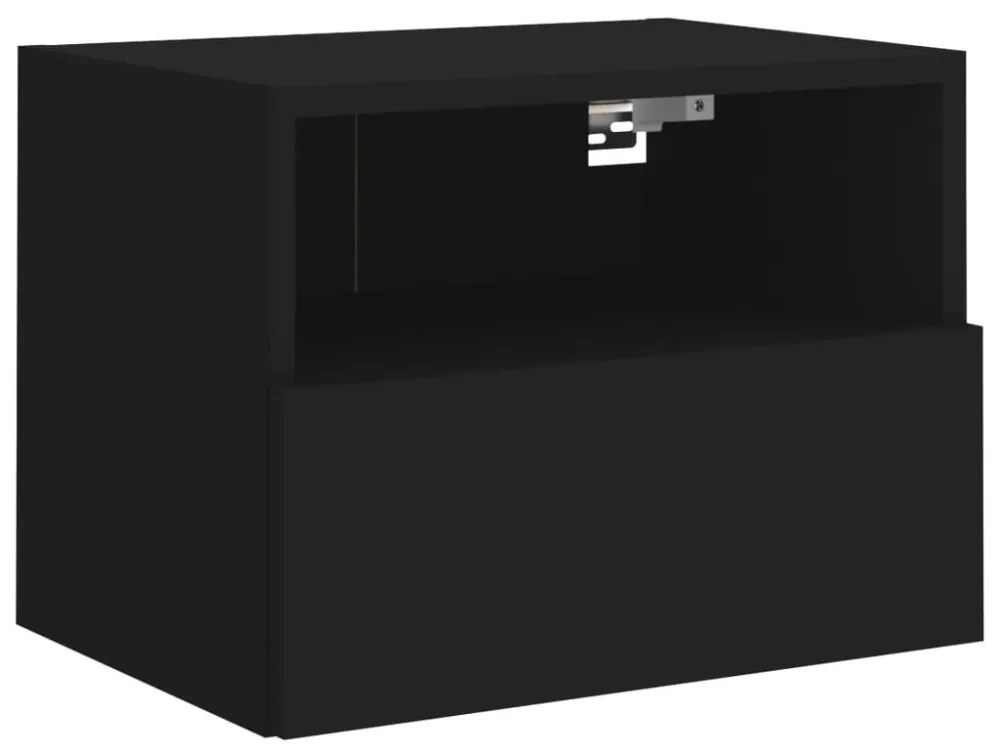 2 db fekete szerelt fa fali TV-szekrény 40 x 30 x 30 cm