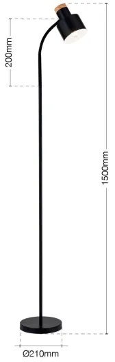 Orion - GILI állólámpa 1xE27/40W/230V fekete