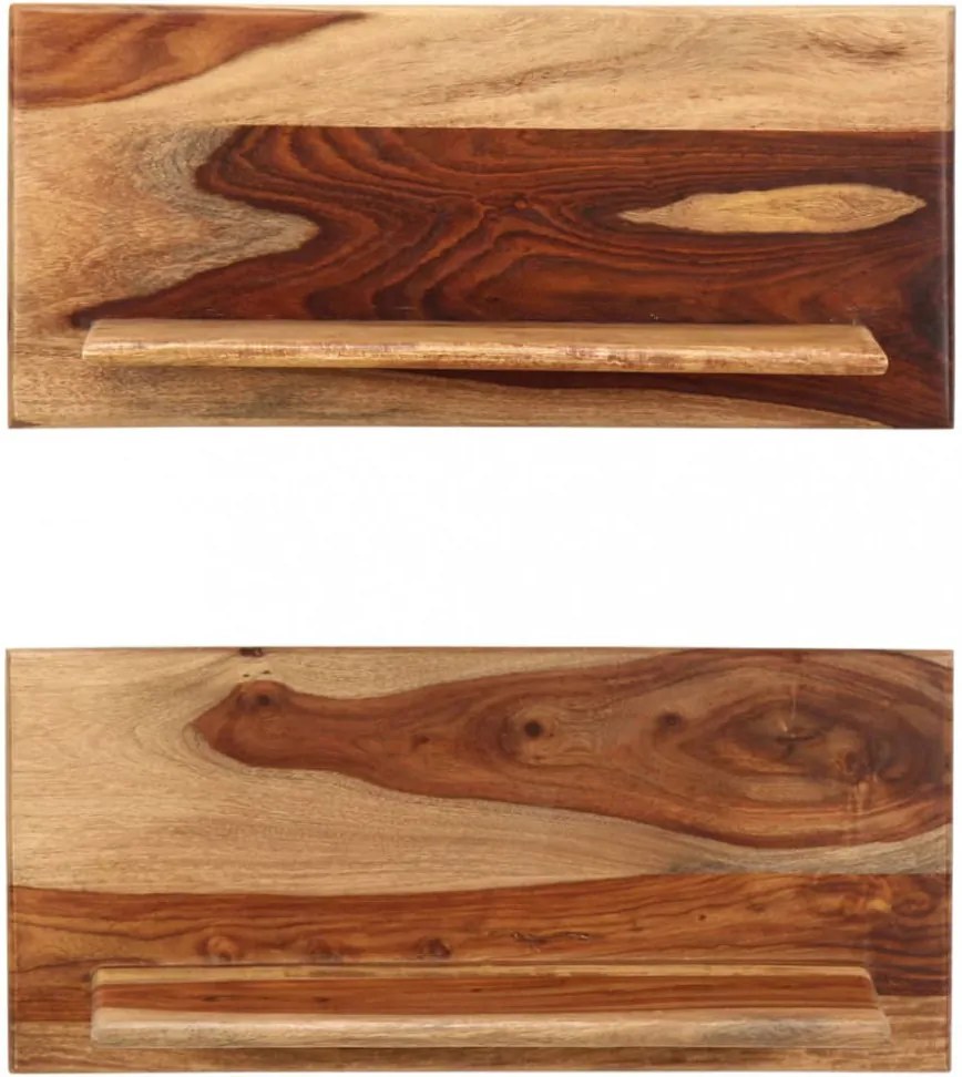 2 db tömör akácfából fali polc 58x26x20 cm