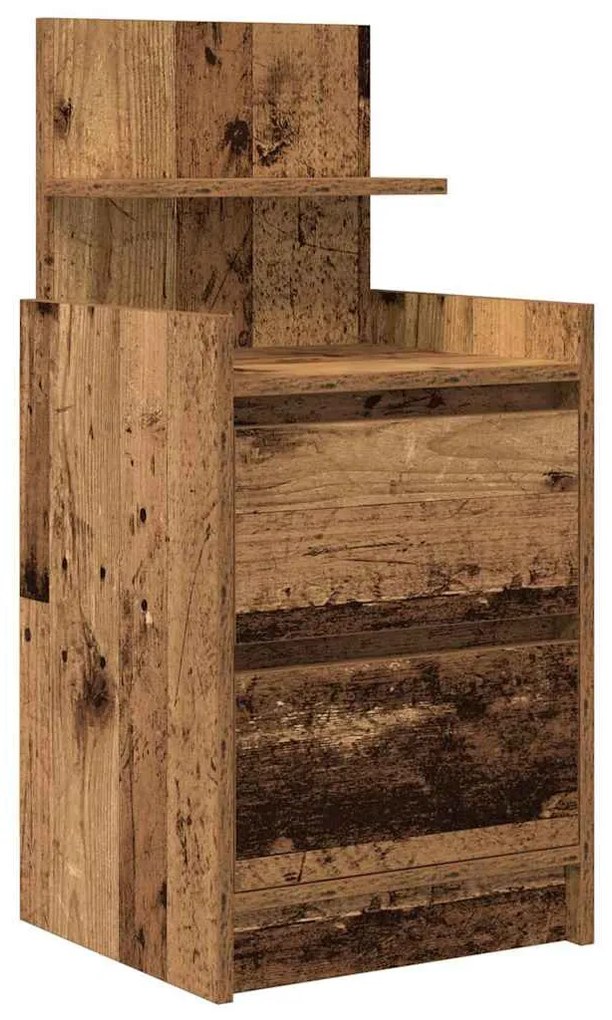 2 db antik fa színű éjjeliszekrények 2 fiókkal 38x34x80 cm