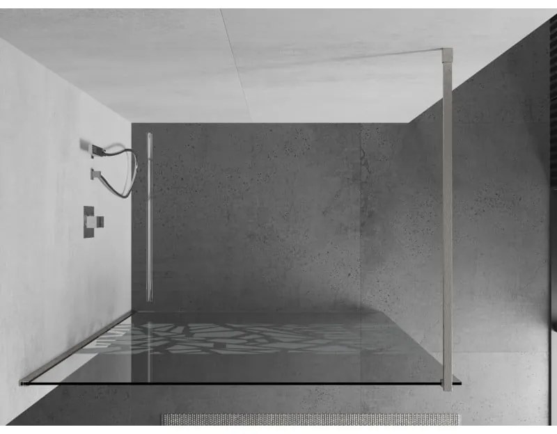 Mexen Kioto, Walk-In zuhanyparaván 70 x 200 cm, 8 mm átlátszó üveg fehér mintás, csiszolt acél profil, 800-070-101-97-85
