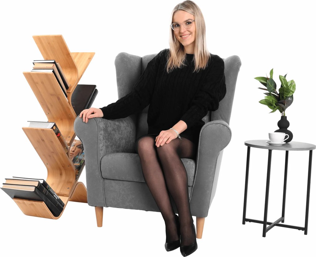 Füles fotel, szürke, CHARLOT