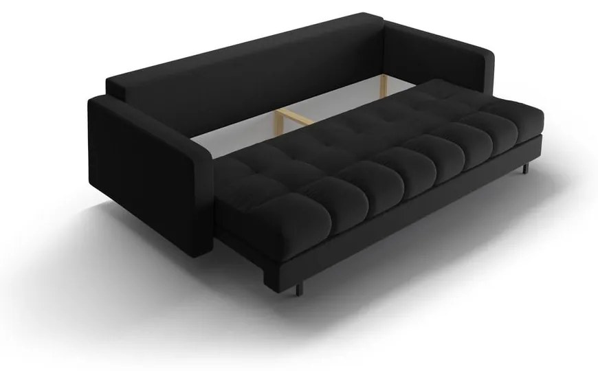Fekete kinyitható tárolóhelyes kanapé 222 cm Bali – Cosmopolitan Design