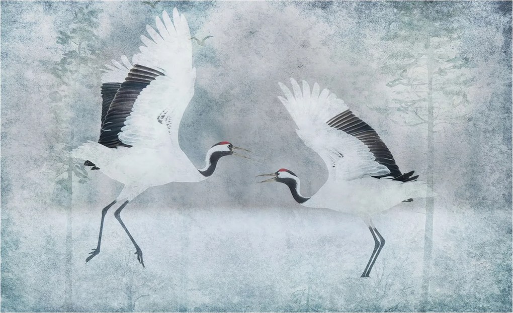 Fotótapéta Flizelin az Otthon szobájába 3D Harmonikus daruk 416x254 Ragasztó