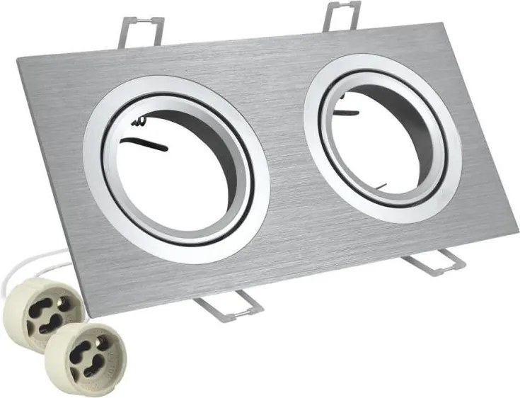 Négyzet alakú alumínium lámpatest South Opal dupla szálcsiszolt ezüst 3021