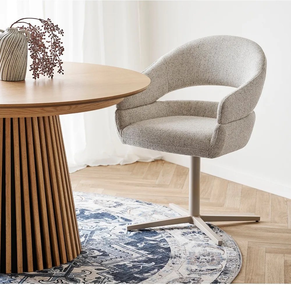 Krémszínű kárpitozott karfás étkezőfotel szett 2 db-os Dover – House Nordic