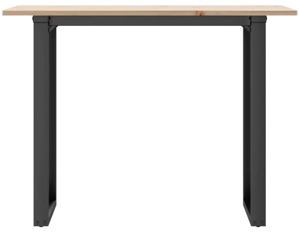 tömör fenyőfa és acél étkezőasztal O-vázzal 100x50x75 cm