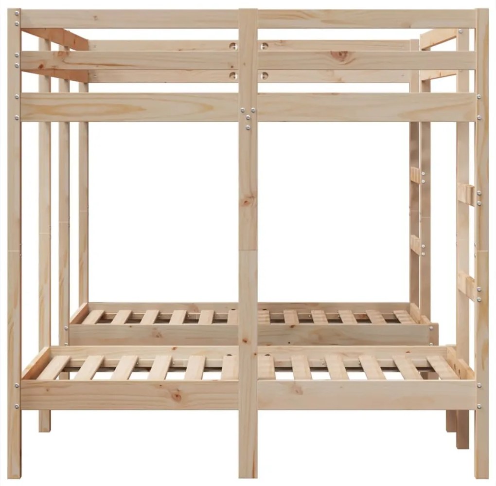 tömör fenyőfa tripla emeletes ágykeret 140x200/70x140 cm