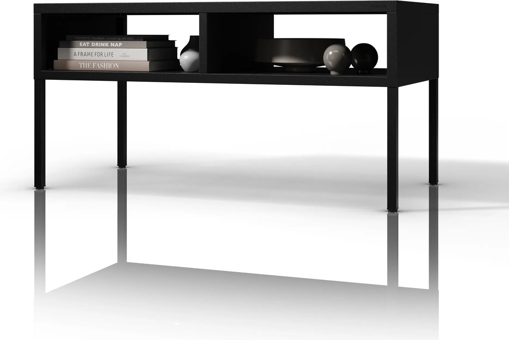 Fekete, téglalap alakú fém dohányzóasztal, 900x450x450 mm: MATTEO