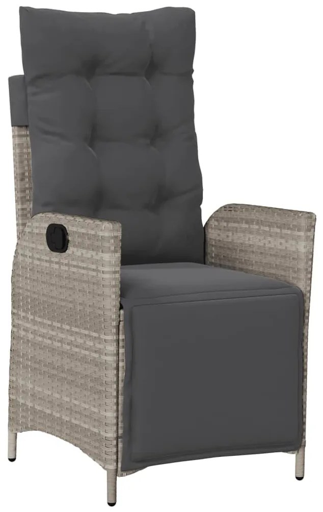 3részes világosszürke polyrattan kerti étkezőgarnitúra párnával