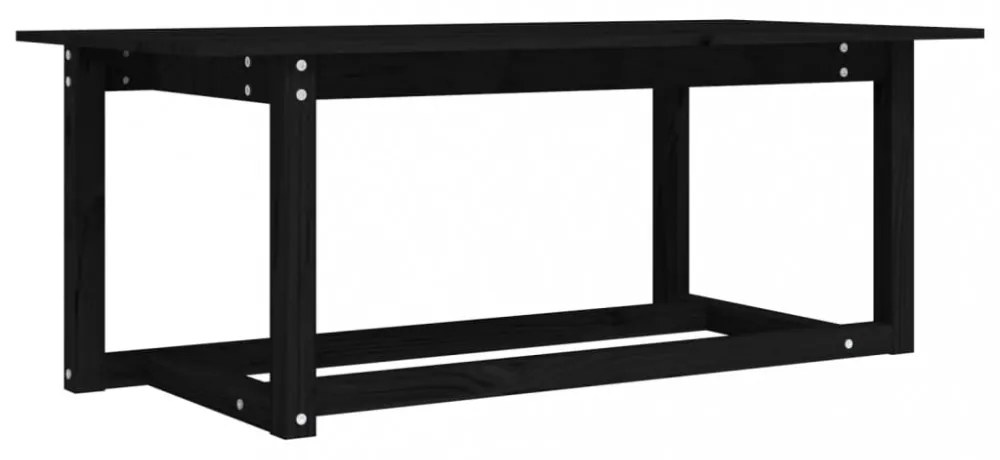 fekete tömör fenyőfa dohányzóasztal 110 x 55 x 45 cm