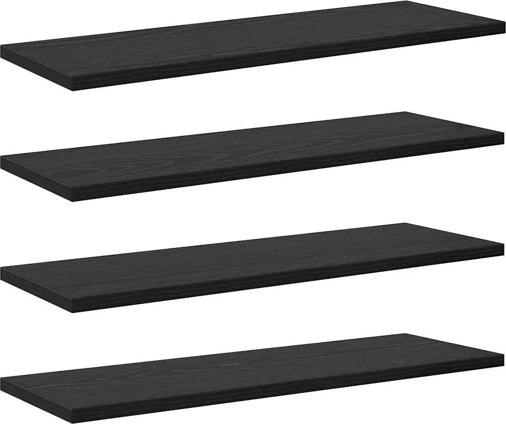 vidaXL Polcos könyvespolc 4 pcs Fekete 60 x 20 x 1,5 cm Faanyag