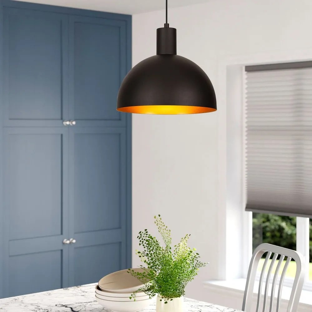 Fekete-aranyszínű függőlámpa fém búrával ø 30 cm Sivani – Opviq lights