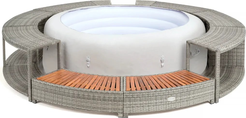 Lay-Z-Spa kör alakú rattan pezsgőfürdő bútor, 200 cm, szürke