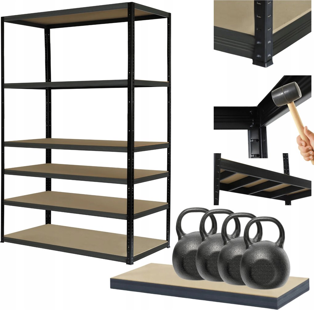 Műhelypolc fém állvány Helios 196x100x35cm 6Px400kg Erős Lengyel